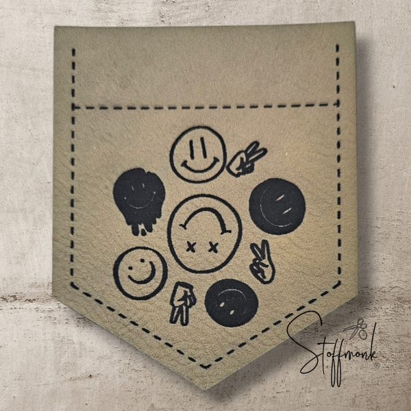 BIG Taschen-Label - " Smilie all " -  Höhe ca. 8 cm - Kunstleder ++ Farbauswahl ++